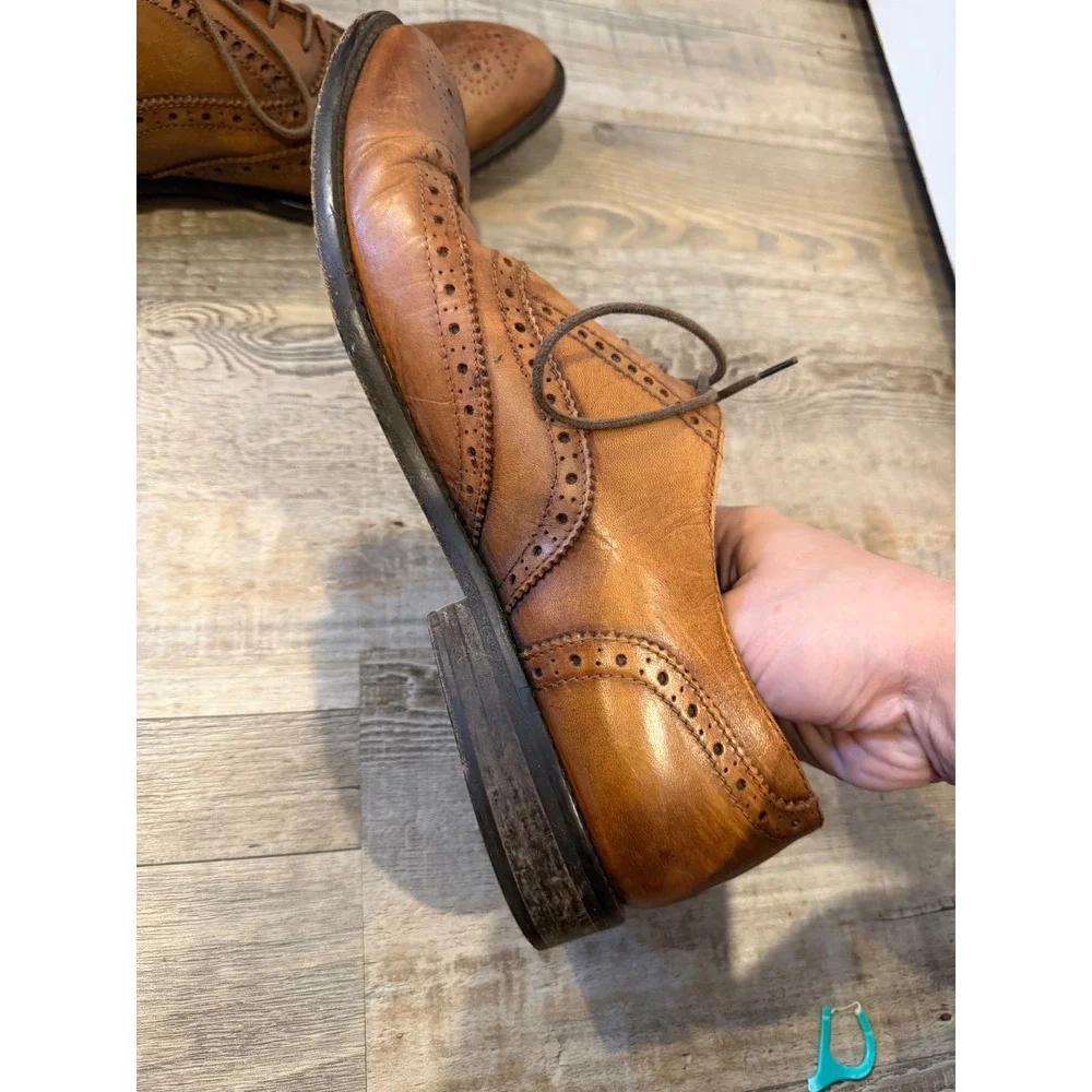 To Boot New York Mens Wingtip Oxford Brogue Italian Leather Tan Size 9